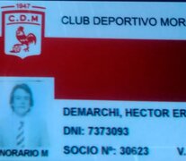 El carnet de socio honorario del Gallo de Héctor Demarchi (Fuente: Prensa Morón) (Fuente: Prensa Morón) (Fuente: Prensa Morón)