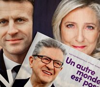 Emmanuel Macron, Marine Le Pen y Jean-Luc Mélenchon, en recortes de sus boletas electorales. (Fuente: AFP) (Fuente: AFP) (Fuente: AFP)
