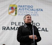Máximo Kirchner en el plenario de la rama sindical del PJ bonaerense organizado en el predio de Luz y Fuerza.