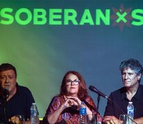 Mariotto, Castro y Boudou durante la presentación en Rosario.