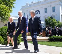 La premier sueca Magdalena Andersson, Biden y el presidente de Finlandia Sauli Niinisto en Washington.  (Fuente: EFE) (Fuente: EFE) (Fuente: EFE)