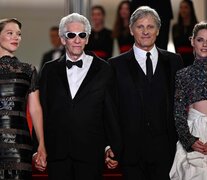 Léa Seydoux, David Cronenberg, Viggo Mortensen y Kristen Stewart en Cannes.  (Fuente: AFP) (Fuente: AFP) (Fuente: AFP)