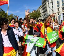 Manifestantes de Vox, el partido español de ultraderecha.  (Fuente: AFP) (Fuente: AFP) (Fuente: AFP)