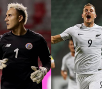 Keylor Navas y Chris Wood, las figuras de Costa Rica y Nueva Zelanda.  (Fuente: AFP) (Fuente: AFP) (Fuente: AFP)