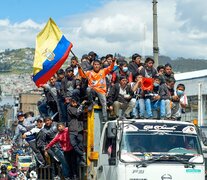 Caravana indígena en Quito de protesta contra el gobierno de Lasso.  (Fuente: AFP) (Fuente: AFP) (Fuente: AFP)