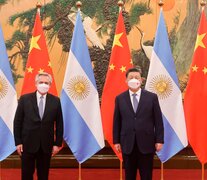 El presidente, Alberto Fernández, junto a su par de China, Xi Jinping. 