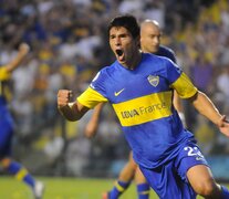 Roncaglia festeja un gol con la camiseta de Boca (Fuente: NA) (Fuente: NA) (Fuente: NA)