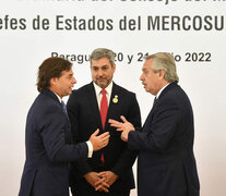 Luis Lacalle Pou, Mario Abdo Benítez y Alberto Fernández. (Fuente: Presidencia) (Fuente: Presidencia) (Fuente: Presidencia)