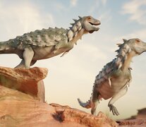 Reconstrucción de Jakapil kaniukura, el primer dinosaurio tireóforo de su tipo para Argentina y para Sudamérica. Créditos: Mauricio Álvarez y Gabriel Díaz Yanten (paleogdy).