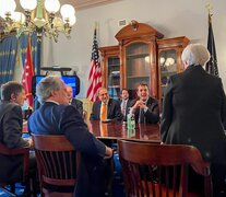 El encuentro de Sergio Massa y Janet Yellen, en el edificio del Tesoro.