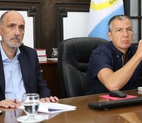 El subsecretario de Trabajo, Eduardo Massot, y el ministro Pusineri.