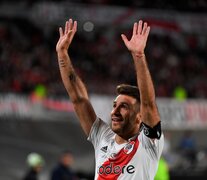 Ponzio durante el cierre de su partido homenaje (Fuente: Prensa River) (Fuente: Prensa River) (Fuente: Prensa River)