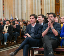 En primera fila, Axel Kicillof, Carlos Bianco y Cristina Álvarez Rodríguez. (Fuente: NA) (Fuente: NA) (Fuente: NA)