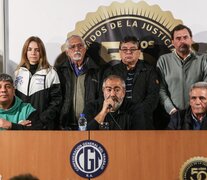 Los miembros del triunvirato de la CGT, Pablo Moyano, Héctor Daer y Carlos Acuña. (Fuente: NA) (Fuente: NA) (Fuente: NA)