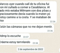 El mensaje enviado por el testigo a las 22.36 del 1 de septiembre, minutos después del ataque a CFK.