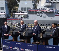 Biden Sunak y Albanese en San Diego, California. (Fuente: AFP) (Fuente: AFP) (Fuente: AFP)