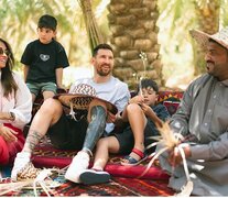 Messi y su familia, cumpliendo un compromiso comercial en Arabia Saudita (Fuente: Instagram) (Fuente: Instagram) (Fuente: Instagram)