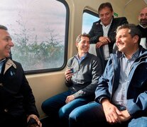 Massa, De Pedro y Giuliano, durante la inauguración del tren turístico en Mercedes.