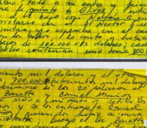 En los cuadernos, los expertos encontraron la letra de más personas, incluso del expolicía Jorge Bacigalupo.