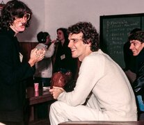 Charly García, Luis Alberto Spinetta, Federico Moura y, al fondo, Nito Mestre: encuentro de grandes.