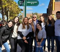 Los estudiantes en la calle Héroes de Malvinas. 