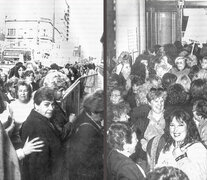 Mujeres en la puerta del Congreso mientras se discutía el Cupo Femenino, 1991