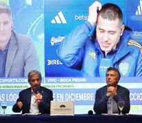 Andrés Ibarra y Mauricio Macri en la conferencia de prensa. (Fuente: NA) (Fuente: NA) (Fuente: NA)