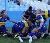 Las chicas de Boca festejan el único gol (Fuente: Twitter) (Fuente: Twitter) (Fuente: Twitter)