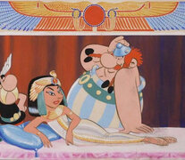 Astérix, Cleopatra y Obélix, el dibujo de portada del album de 1963.