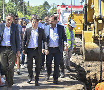 Axel Kicillof junto a Ariel Sujarchuk y Gabriel Katopodis en Escobar.