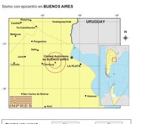 El epicentro del sismo que ocurrió en territorio bonaerense se ubicó a 24 km de Mercedes (Fuente: INPRES) (Fuente: INPRES) (Fuente: INPRES)