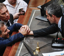 El presidente de la Cámara baja, Martín Menem, junto a los diputados Cristina Ritondo y Diego Santilli. (Fuente: Télam) (Fuente: Télam) (Fuente: Télam)