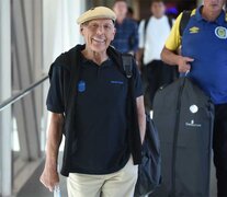 El DT Miguel Russo en viaje a Brasil.