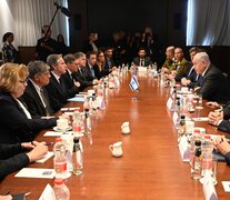 Netanyahu (4to izq.) y Blinken (4to der.) durante su reunión en Jerusalén. (Fuente: EFE) (Fuente: EFE) (Fuente: EFE)