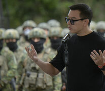 Noboa habla durante la ceremonia de inicio de obra de la cárcel de Santa Elena. (Fuente: AFP) (Fuente: AFP) (Fuente: AFP)