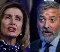 Nancy Pelosi y George Clooney. (Fuente: AFP) (Fuente: AFP) (Fuente: AFP)