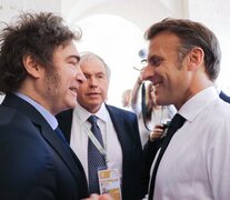 Javier Milei y Emmanuel Macron, cara a cara.