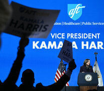 Harris habla durante un discurso de campaña en Houston, Texas.   (Fuente: AFP) (Fuente: AFP) (Fuente: AFP)