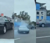 Una Ferrari realizó maniobras peligrosas en plena autopista Lugones: el conductor fue identificado y multado (Fuente: Captura de pantalla de videos) (Fuente: Captura de pantalla de videos) (Fuente: Captura de pantalla de videos)