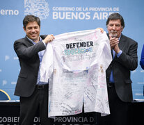 Axel Kicllof y Alberto Sileoni durante el acto en el Salón Dorado.  (Fuente: Prensa) (Fuente: Prensa) (Fuente: Prensa)