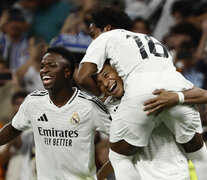 Vinicius, Mbappé y Endrick celebran uno de los goles del Madrid (Fuente: EFE) (Fuente: EFE) (Fuente: EFE)