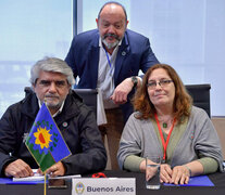 Walter Correa junto a Cecilia Cecchini, su jefa de gabinete, y el asesor Gustavo Mariani. (Fuente: Prensa) (Fuente: Prensa) (Fuente: Prensa)