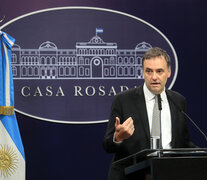 El vocero presidencial, Manuel Adorni, sostuvo en conferencia de prensa que evalúan la vía judicial. (Fuente: NA) (Fuente: NA) (Fuente: NA)