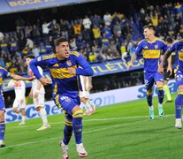 Merentiel grita con todo el gol que le dio el triunfo a Boca. (Fuente: Julio Mancini) (Fuente: Julio Mancini) (Fuente: Julio Mancini)