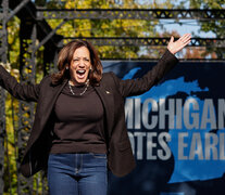 Kamala Harris en un acto de campaña en Grand Rapids, Michigan. (Fuente: AFP) (Fuente: AFP) (Fuente: AFP)