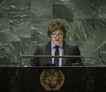 El presidente Javier Milei durante su participación en la ONU. (Fuente: NA) (Fuente: NA) (Fuente: NA)