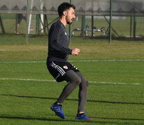 Scocco durante la práctica que el plantel realizó en Ezeiza. (Fuente: Prensa River) (Fuente: Prensa River) (Fuente: Prensa River)