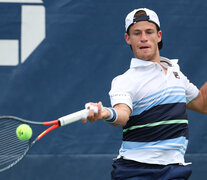 Schwartzman pega de drive en una acción en el US Open. (Fuente: AFP) (Fuente: AFP) (Fuente: AFP)