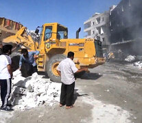 Los escombros de un edificio derrumbado en Idlib durante los bombardeaos estadounidenses.