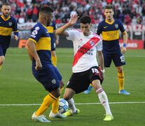 Palacios traba con el colombiano Fabra en el Superclásico que terminó 0-0 en Núñez. (Fuente: Alejandro Leiva) (Fuente: Alejandro Leiva) (Fuente: Alejandro Leiva)